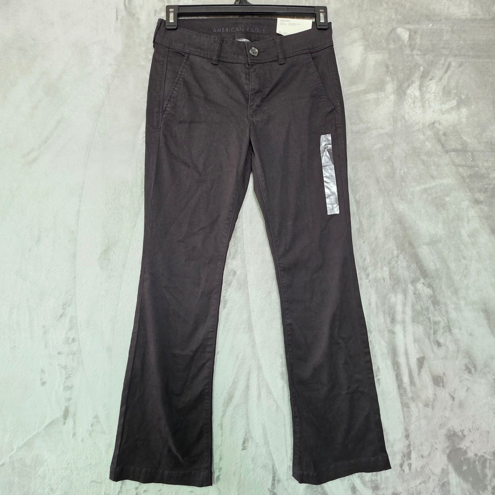 American Eagle Kick Boot Super Stretch Pants Black Low Rise 6